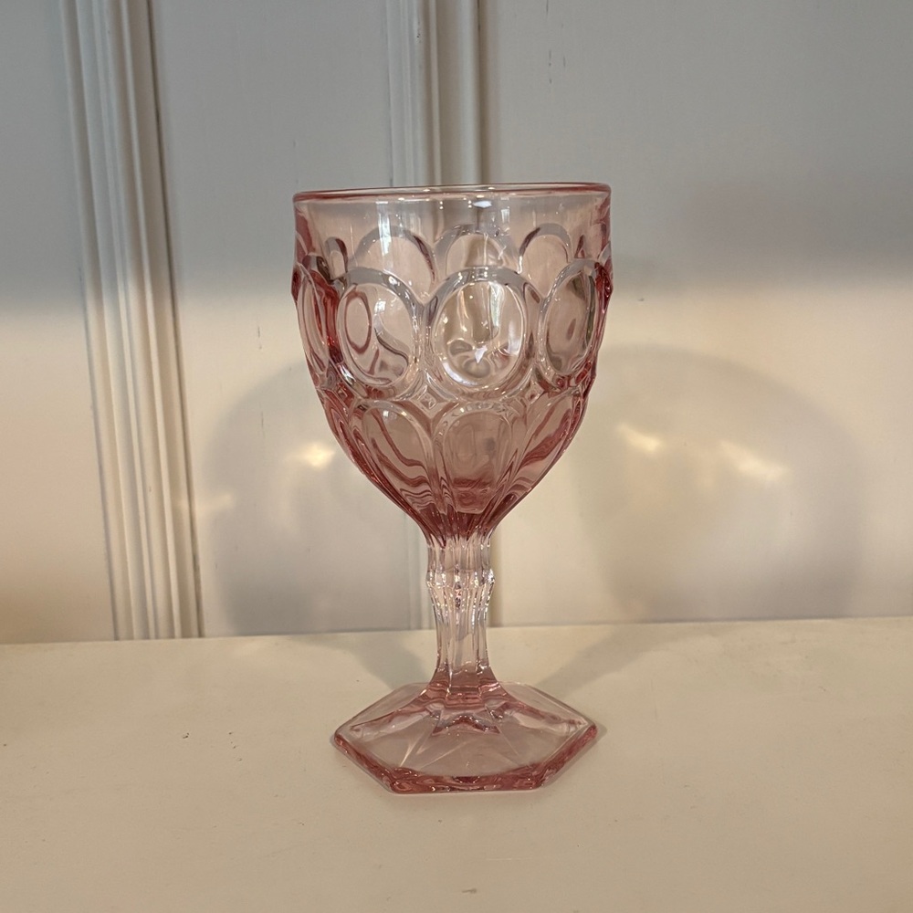Fostoria Moonstone Pink Wine Glass vintage